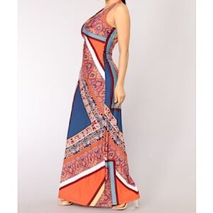 Cute Bohemian style Multi Colored Maxi Dress with Crisscross Back Straps